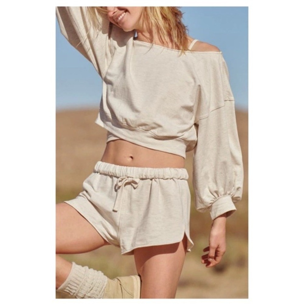 Free People Movement Lounge Set Women M Comfort Waist Tie Cozy Cropped Cute